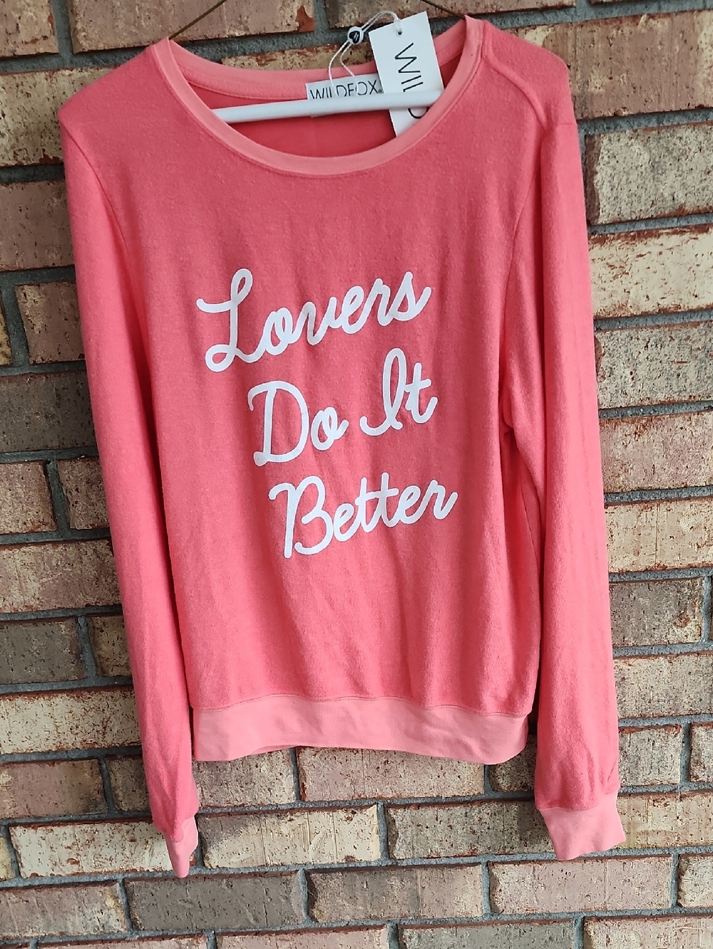 Wildfox Size Small Coral Pink 'Lovers Do It Better' Pullover